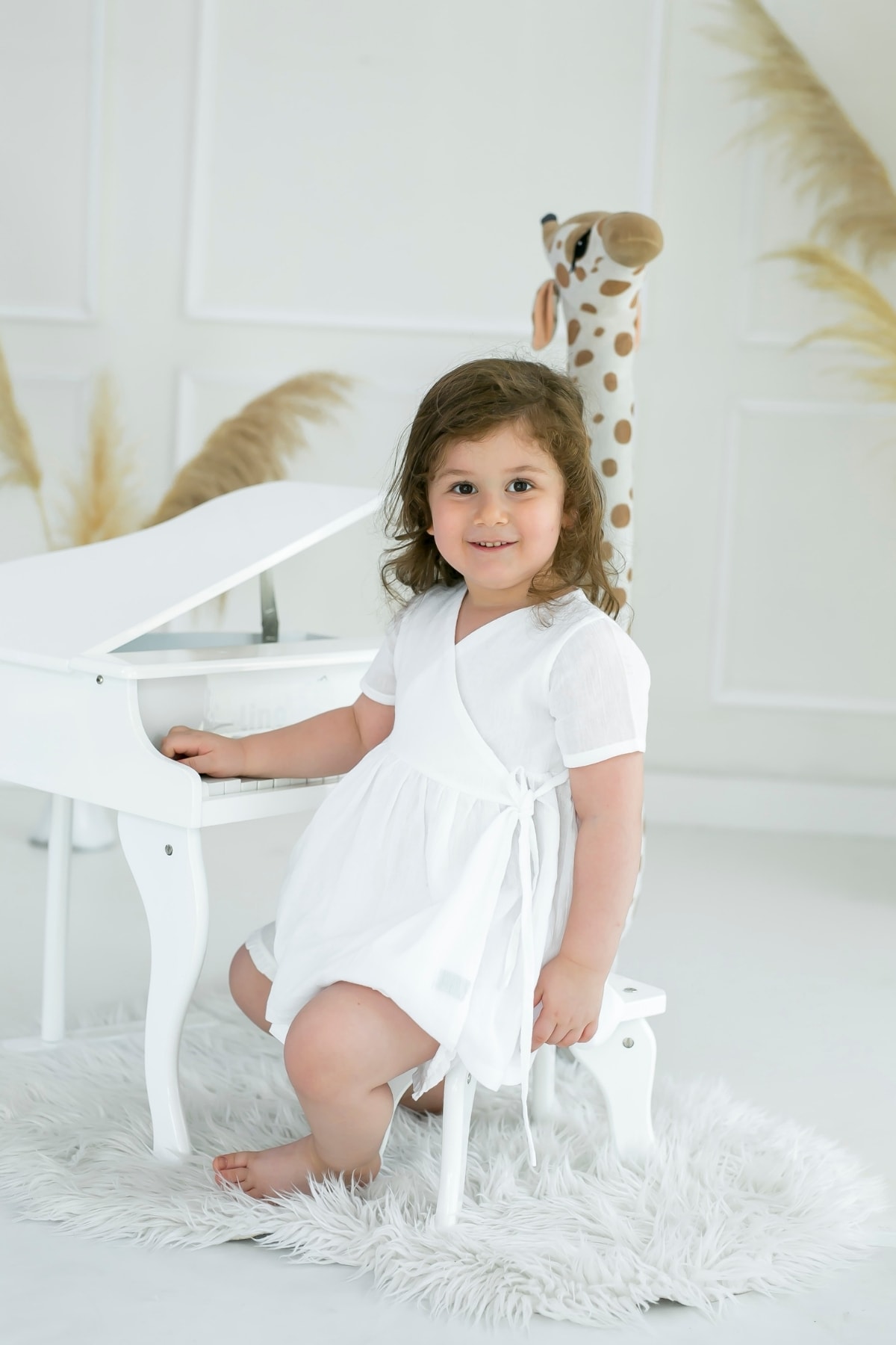 Şile Bezi Kız Çocuk Beyaz Anvelopy Müslin Elbise