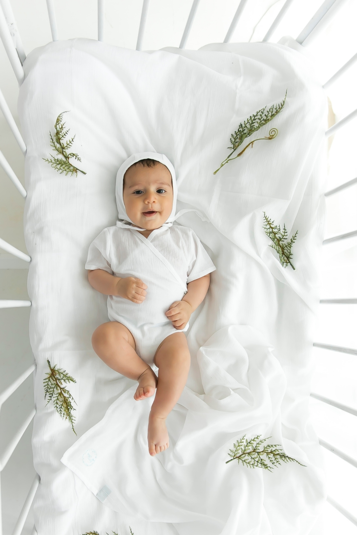 Şile Bezi Bebek Beyaz Bonnet Düz Müslin Şapka