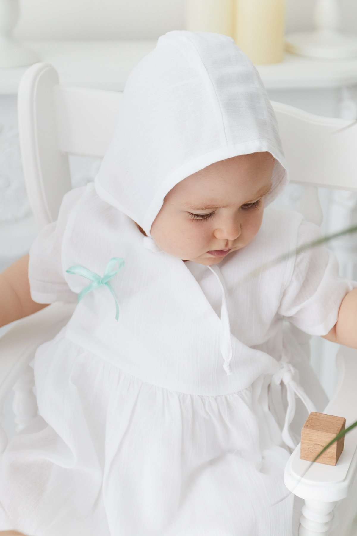Şile Bezi Bebek Beyaz Bonnet Düz Müslin Şapka