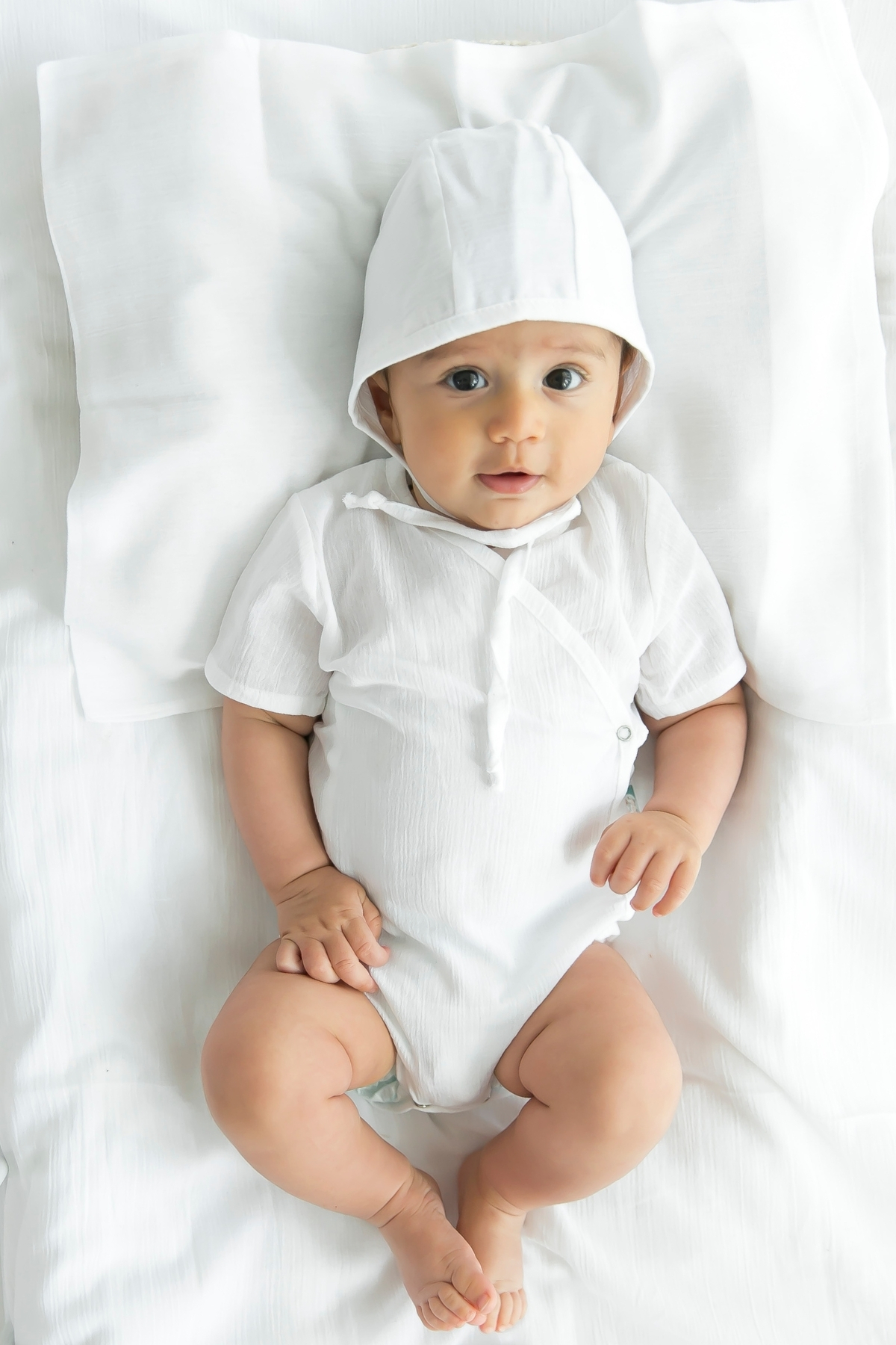 Şile Bezi Bebek Beyaz Bonnet Düz Müslin Şapka