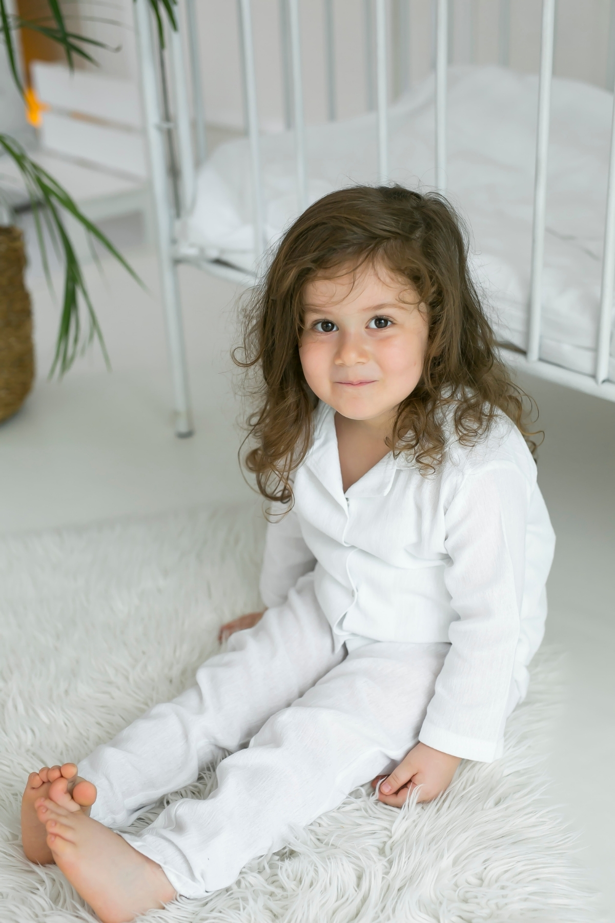 Şile Bezi Kız Çocuk Beyaz Fırfırlı Müslin Pijama Takımı