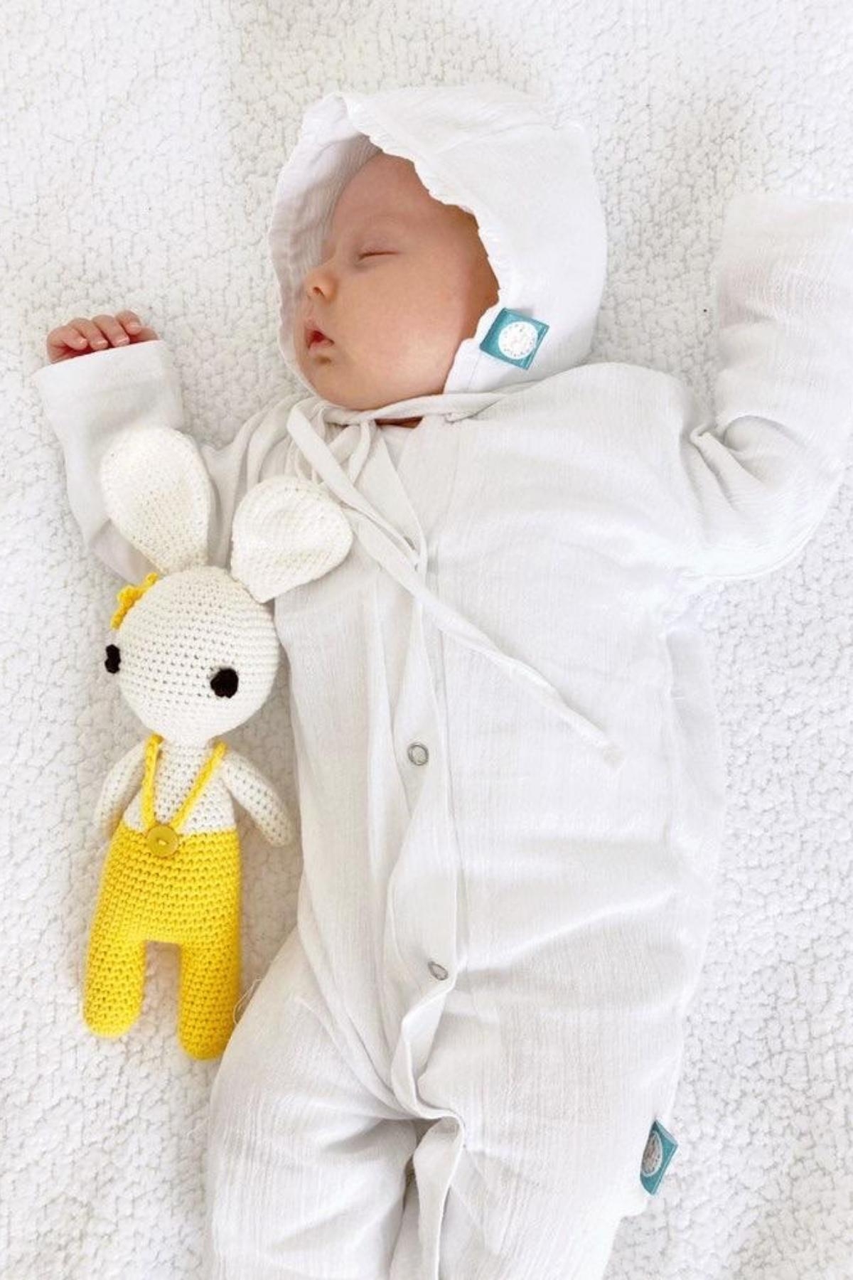 Şile Bezi Bebek Beyaz Bonnet İnce Fırfırlı Müslin Şapka