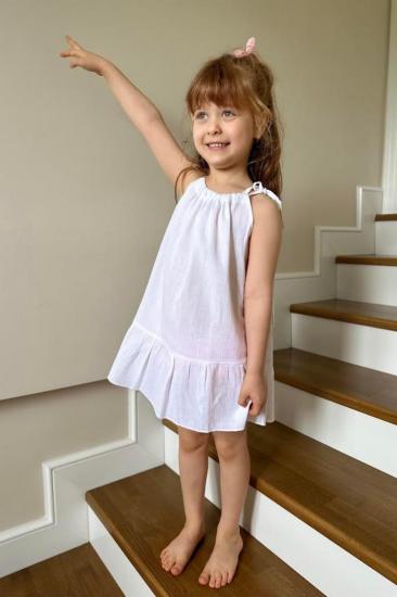 Şile Bezi Yumy Beyaz Kız Çocuk Elbise