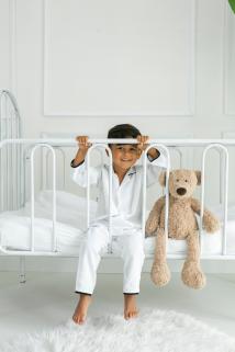 Şile Bezi Beyaz Çocuk Biyeli Müslin Pijama Takımı