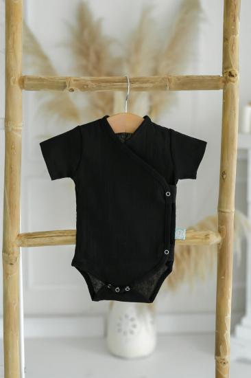 Şile Bezi Bebek Siyah Anvelop Çıtçıtlı Body