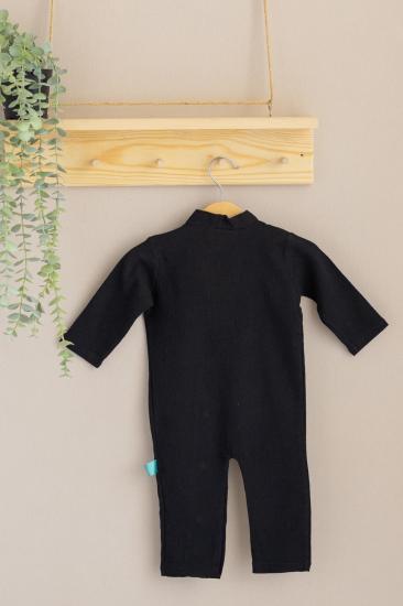 Şile Bezi Bebek Siyah Uzun Kollu Çapraz Tulum